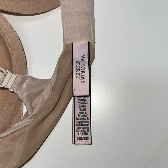 Victoria’s Secret Lined Perfect Coverage Tan Push-up T-shirt Bra 36B Women’s - Picture 8 of 10